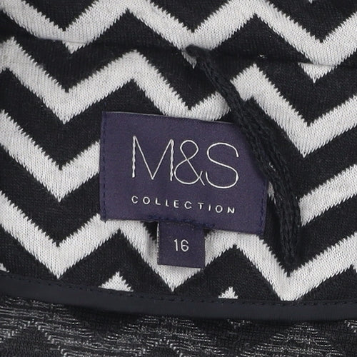 Marks and Spencer Women's Black Geometric Knit Blazer Size 16