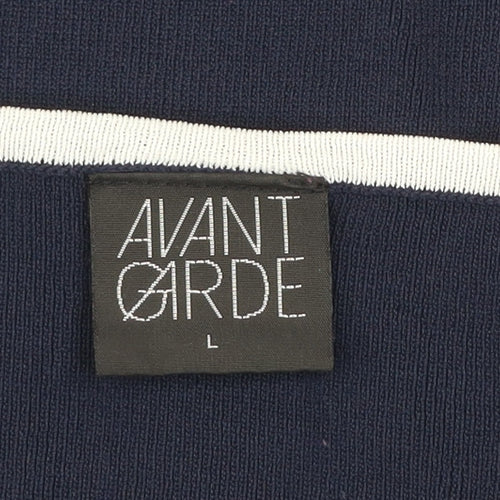 Avant Garde Women's Blue Striped Embroidered T-Shirt Size L