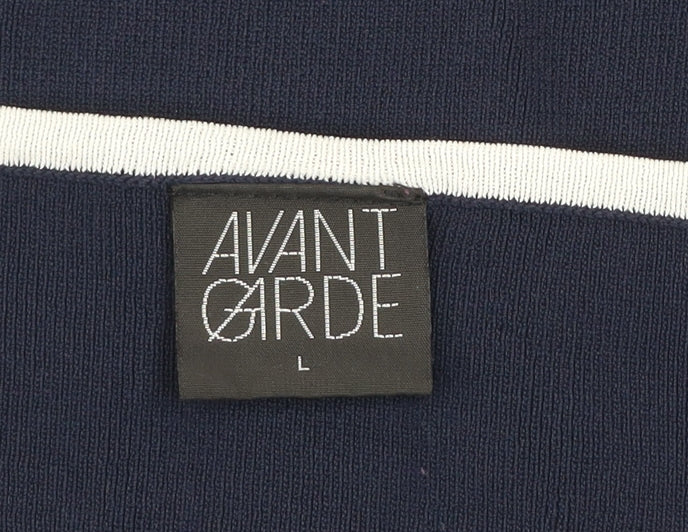 Avant Garde Women's Blue Striped Embroidered T-Shirt Size L