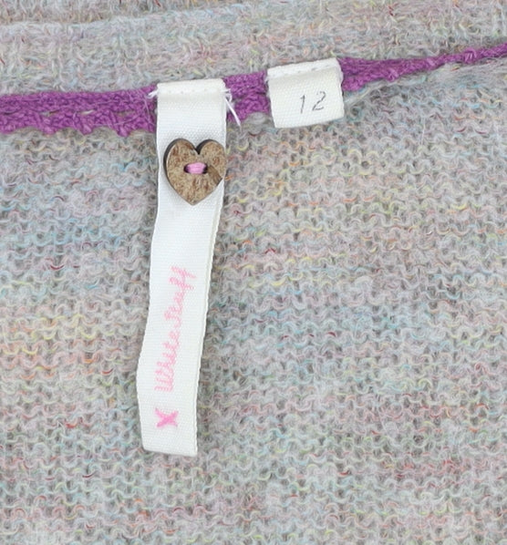 White Stuff Women's Beige V-Neck Long Sleeve Mohair Wool Jumper Size 12