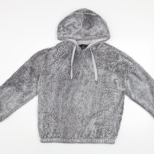 New Look Women Grey Pullover Hoodie M Soft Fleece Winter Casual