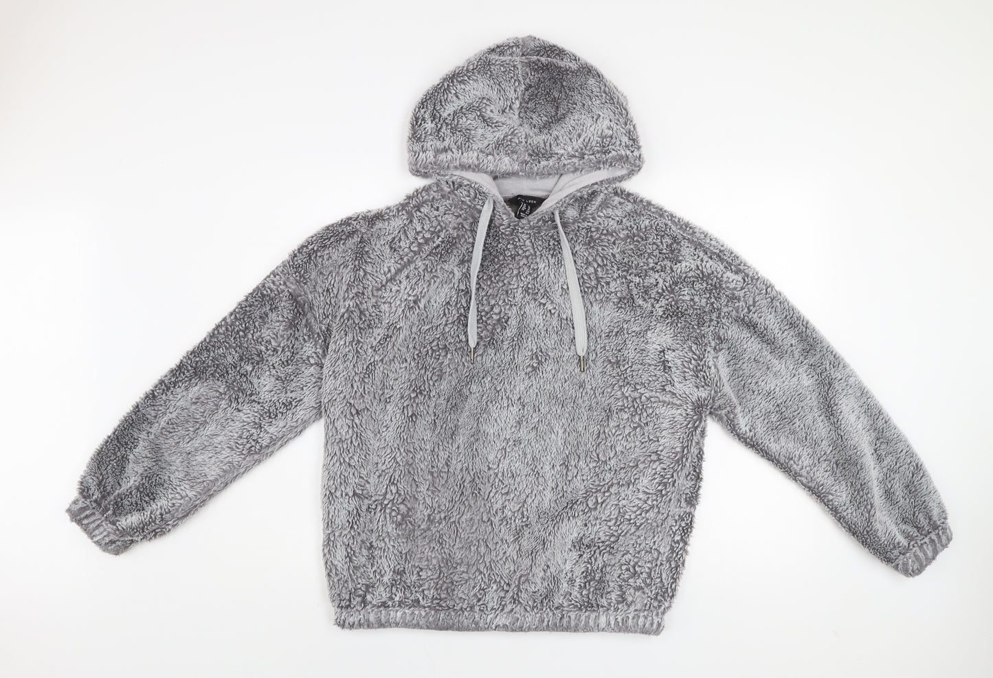 New Look Women Grey Pullover Hoodie M Soft Fleece Winter Casual