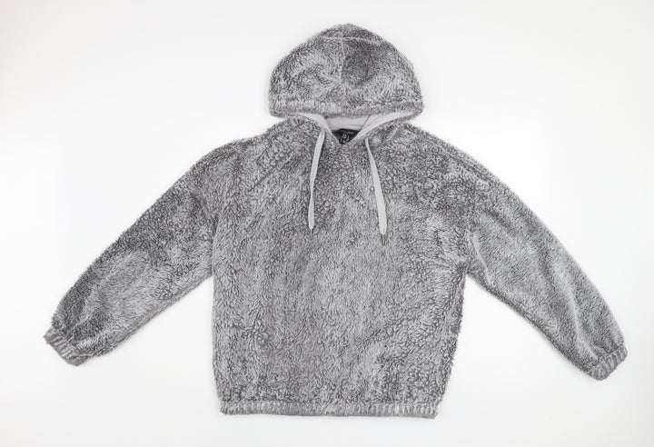 New Look Women Grey Pullover Hoodie M Soft Fleece Winter Casual