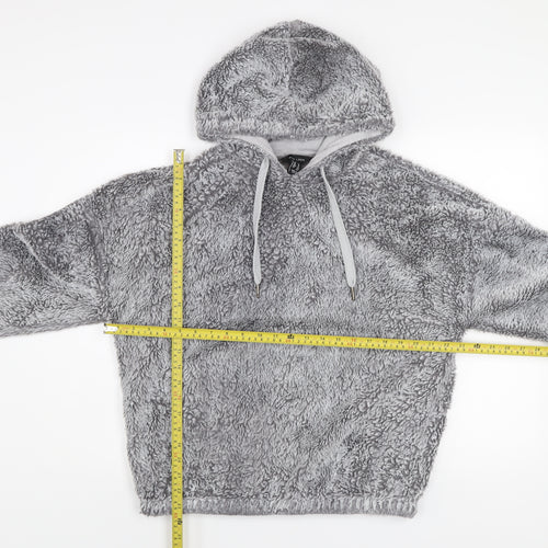 New Look Women Grey Pullover Hoodie M Soft Fleece Winter Casual