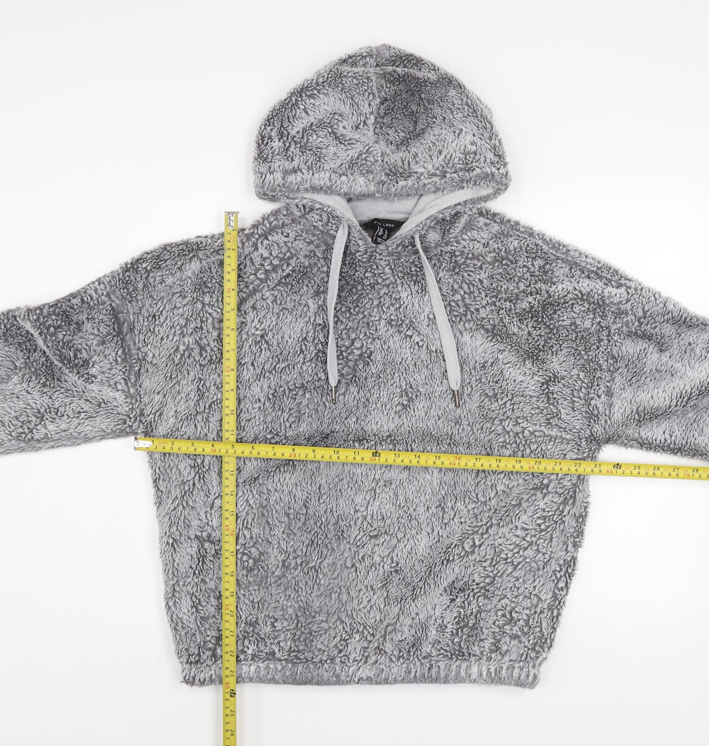 New Look Women Grey Pullover Hoodie M Soft Fleece Winter Casual