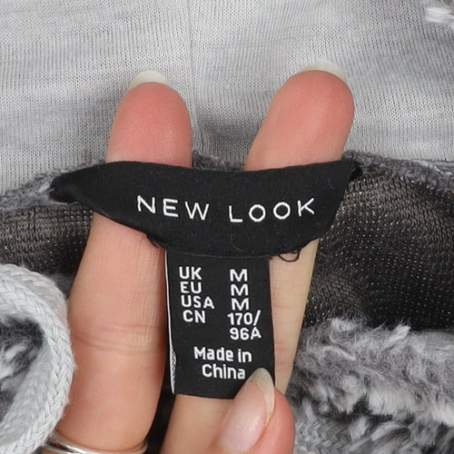 New Look Women Grey Pullover Hoodie M Soft Fleece Winter Casual