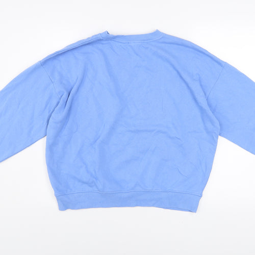 H&M Womens Blue Crew Neck Pullover Sweatshirt XS Cotton Blend