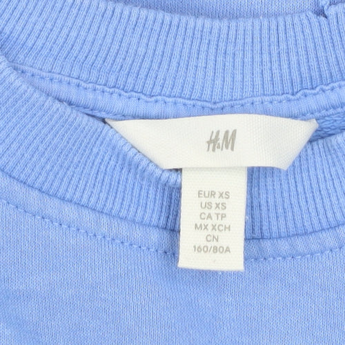 H&M Womens Blue Crew Neck Pullover Sweatshirt XS Cotton Blend