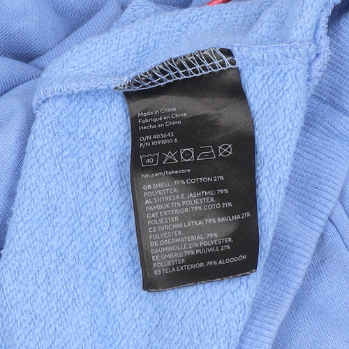 H&M Womens Blue Crew Neck Pullover Sweatshirt XS Cotton Blend