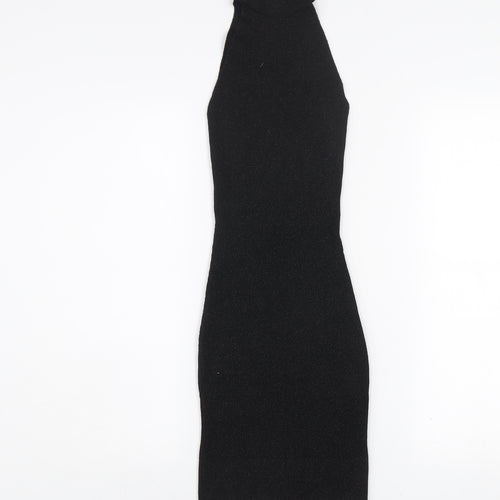 Gina Tricot Women's Black Sleeveless Bodycon Knit Dress Size S