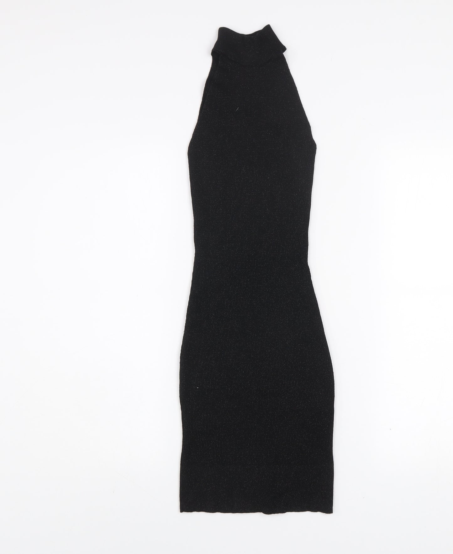 Gina Tricot Women's Black Sleeveless Bodycon Knit Dress Size S