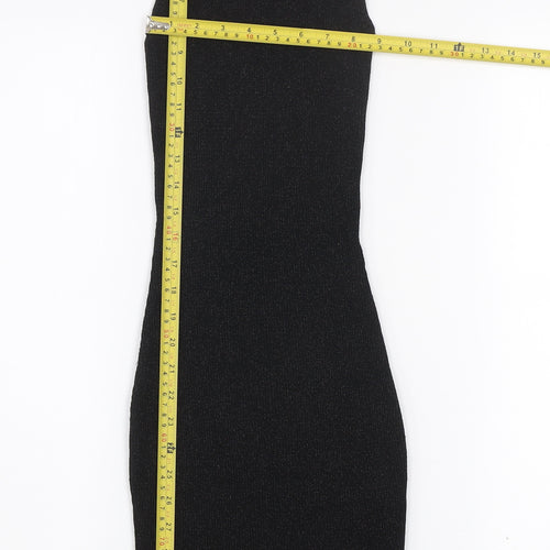 Gina Tricot Women's Black Sleeveless Bodycon Knit Dress Size S
