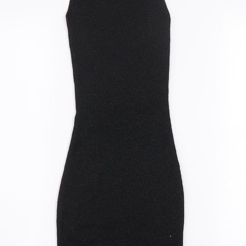 Gina Tricot Women's Black Sleeveless Bodycon Knit Dress Size S