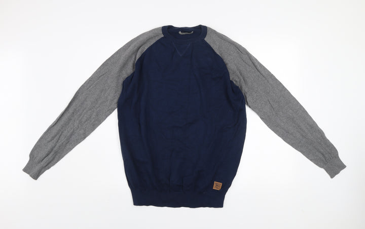 Springfield Men’s Blue Grey Cotton Crew Neck Pullover Jumper XL