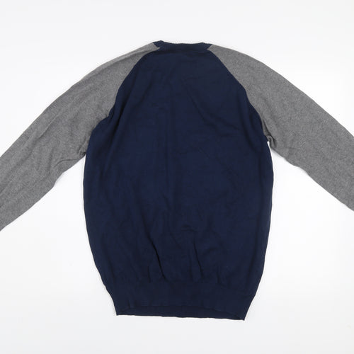 Springfield Men’s Blue Grey Cotton Crew Neck Pullover Jumper XL