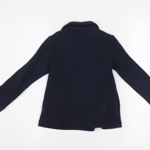 H&M Girls Blue Double-Breasted Pea Coat 4-5 Years Acrylic Knit Jacket