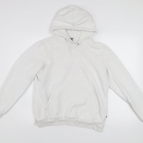 Puma Women White XL Pullover Hoodie Cotton Blend Hooded Sweatshirt