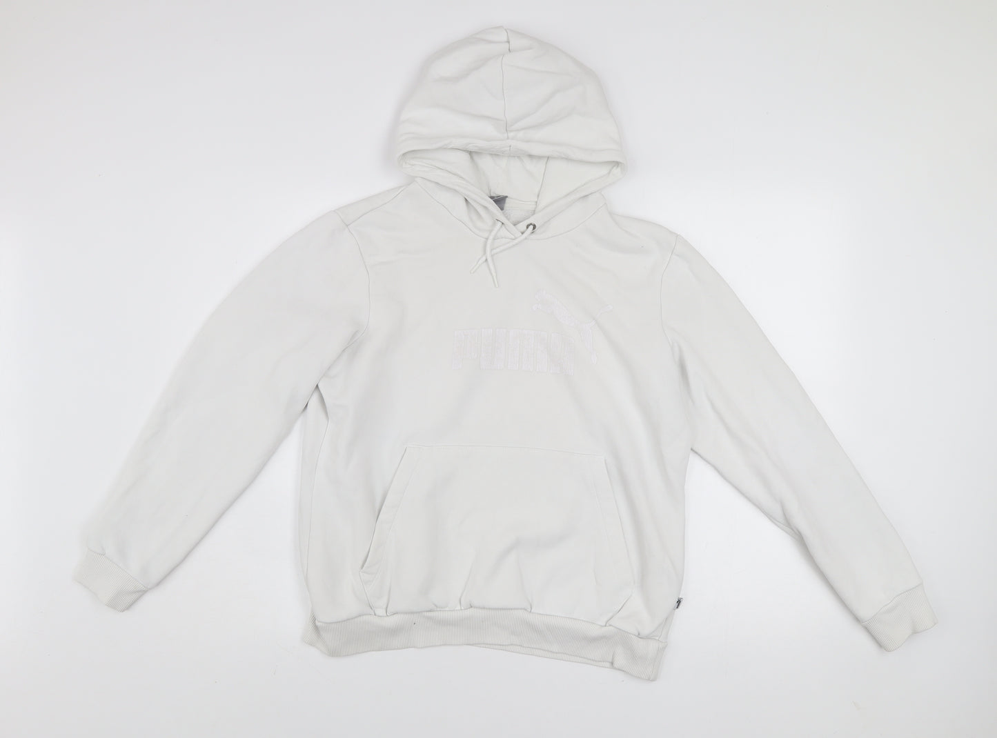Puma Women White XL Pullover Hoodie Cotton Blend Hooded Sweatshirt