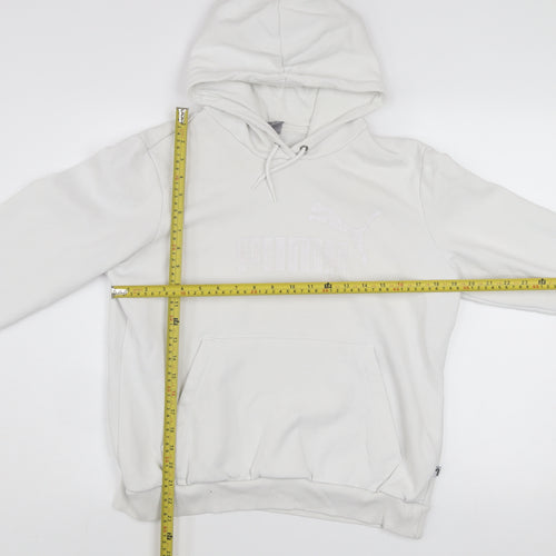Puma Women White XL Pullover Hoodie Cotton Blend Hooded Sweatshirt