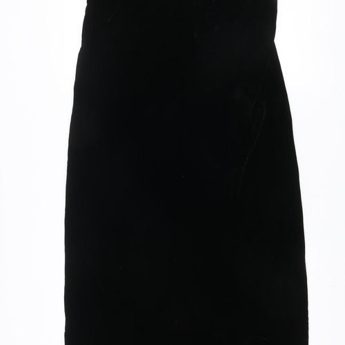 Boden Women Black Velvet Slip Dress Size 14 Knee Length Elegant V Neck