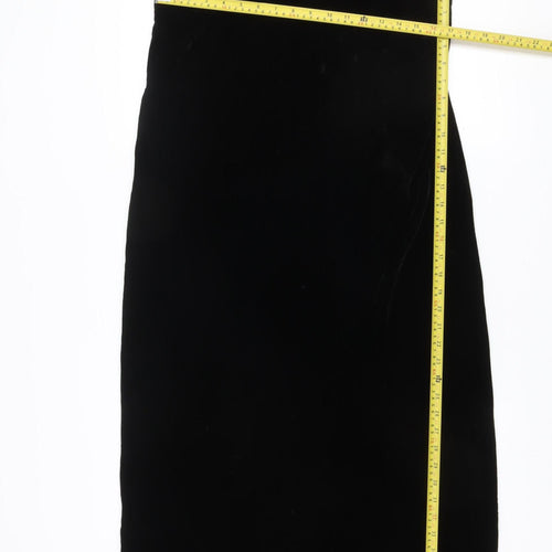 Boden Women Black Velvet Slip Dress Size 14 Knee Length Elegant V Neck