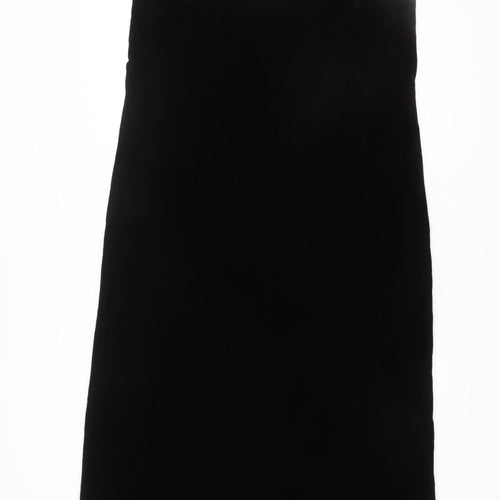 Boden Women Black Velvet Slip Dress Size 14 Knee Length Elegant V Neck