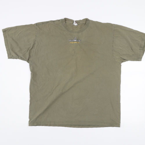 Jerzees Men's Khaki Crew Neck Short Sleeve Graphic T-Shirt L