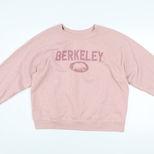 H&M Divided Women Pink Berkeley Pullover Sweatshirt Size 12 Cotton