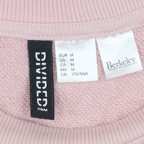 H&M Divided Women Pink Berkeley Pullover Sweatshirt Size 12 Cotton