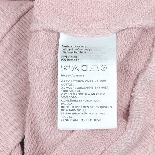 H&M Divided Women Pink Berkeley Pullover Sweatshirt Size 12 Cotton
