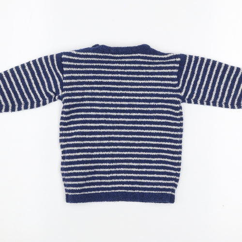 Marks and Spencer Unisex Baby Blue Striped Knit Jumper 12-18 Months