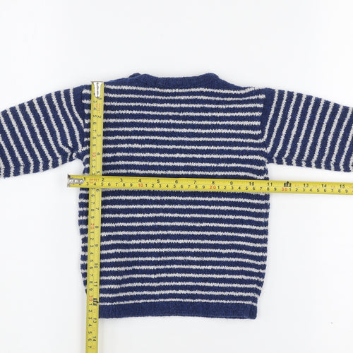 Marks and Spencer Unisex Baby Blue Striped Knit Jumper 12-18 Months