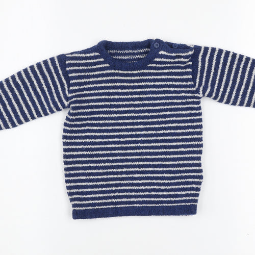 Marks and Spencer Unisex Baby Blue Striped Knit Jumper 12-18 Months