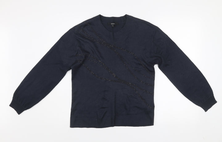 Next Women’s Black Beaded Crew Neck Knit Jumper XS