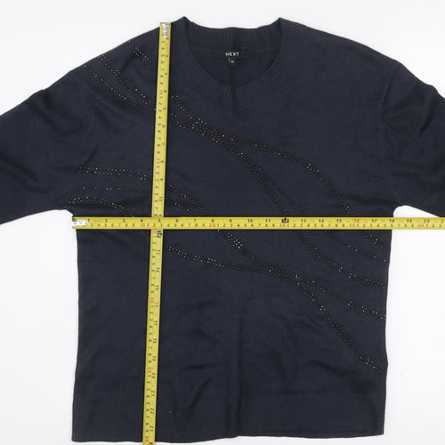 Next Women’s Black Beaded Crew Neck Knit Jumper XS