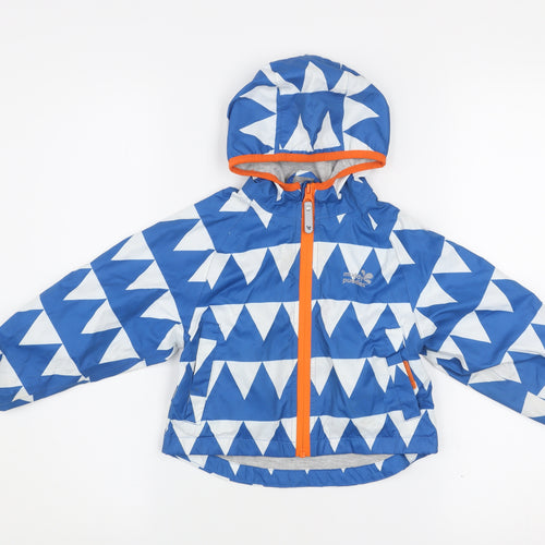 Muddy Puddles Blue Waterproof Hooded Rain Coat Jacket 12-18 Months
