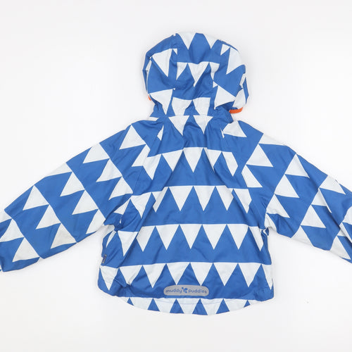Muddy Puddles Blue Waterproof Hooded Rain Coat Jacket 12-18 Months