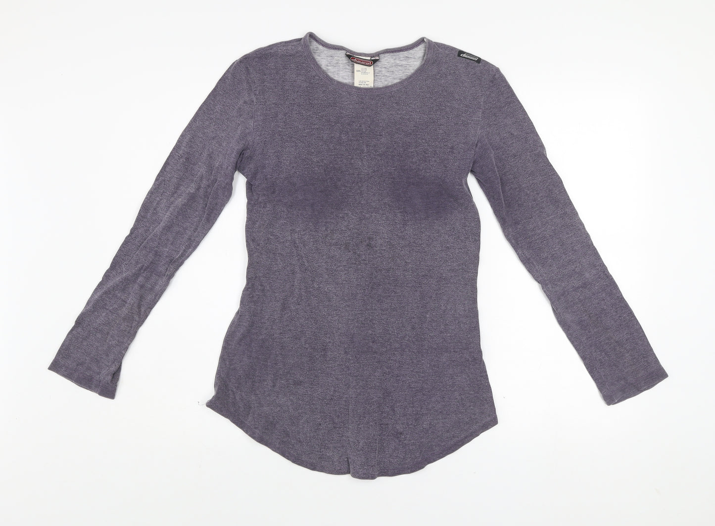 Diesel Womens Purple Long Sleeve Cotton Basic T-Shirt M