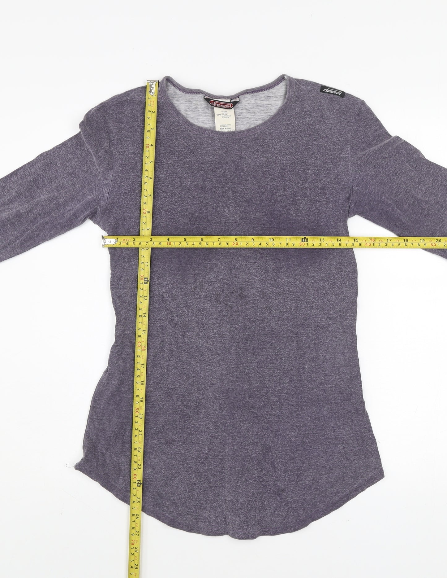 Diesel Womens Purple Long Sleeve Cotton Basic T-Shirt M