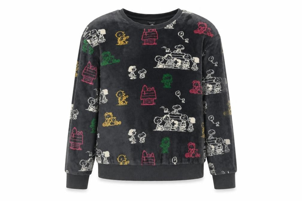 Marks and Spencer Girls Grey Snoopy Peanuts Pyjama Top 9-10 Years Velour