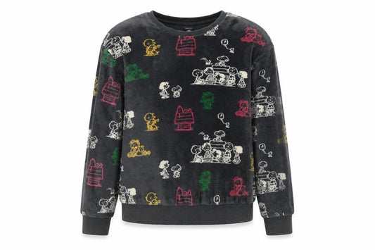 Marks and Spencer Girls Grey Snoopy Peanuts Pyjama Top 9-10 Years Velour