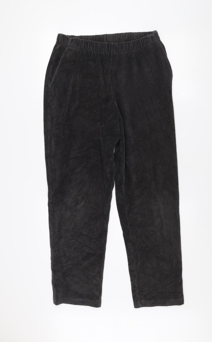 Lands' End Men's Black Corduroy Elastic Waist Trousers Size M