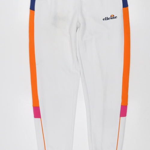 Ellesse Womens White Jogger Trousers Size 10 Colourblock Polyester Gym Pants
