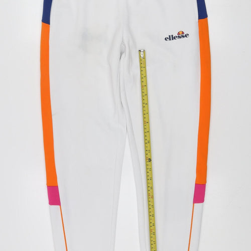 Ellesse Womens White Jogger Trousers Size 10 Colourblock Polyester Gym Pants