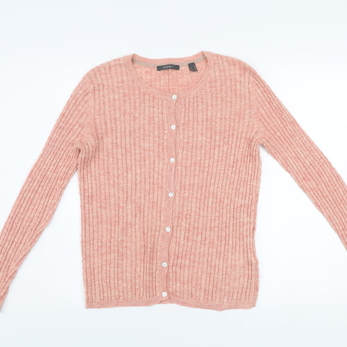 Esprit Women Pink Ribbed Knit Button Cardigan Size S