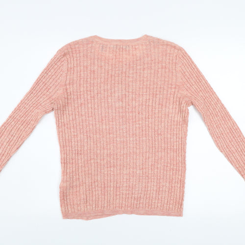 Esprit Women Pink Ribbed Knit Button Cardigan Size S