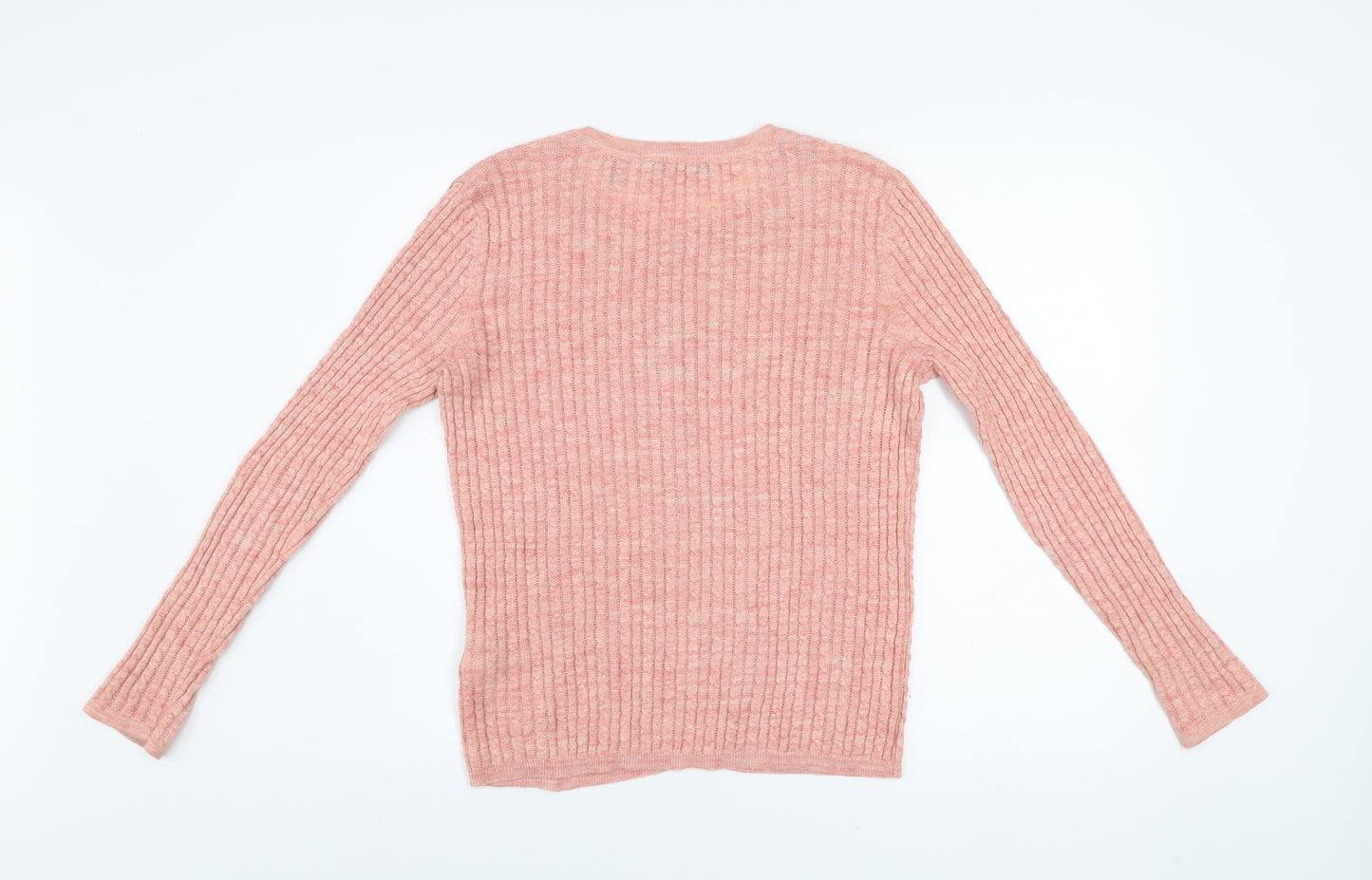Esprit Women Pink Ribbed Knit Button Cardigan Size S