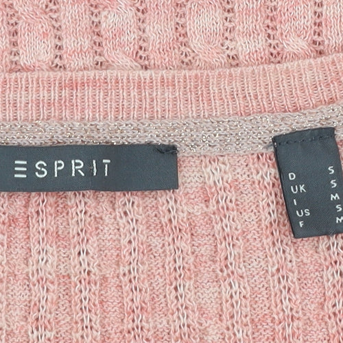 Esprit Women Pink Ribbed Knit Button Cardigan Size S
