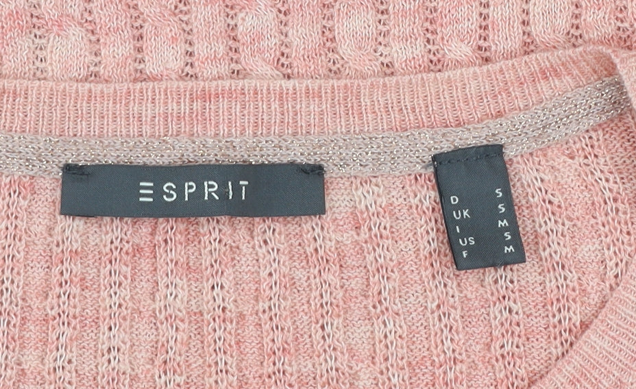 Esprit Women Pink Ribbed Knit Button Cardigan Size S