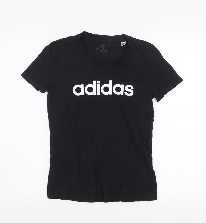 Adidas Women's Black XS Cotton Crew Neck Short Sleeve T-Shirt